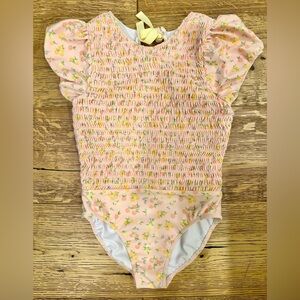 Minnow girls puff sleeve smocked one piece